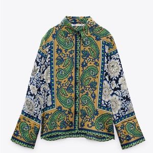 ZARA SET - FLOWY PRINT SATIN SHIRT & PANTS